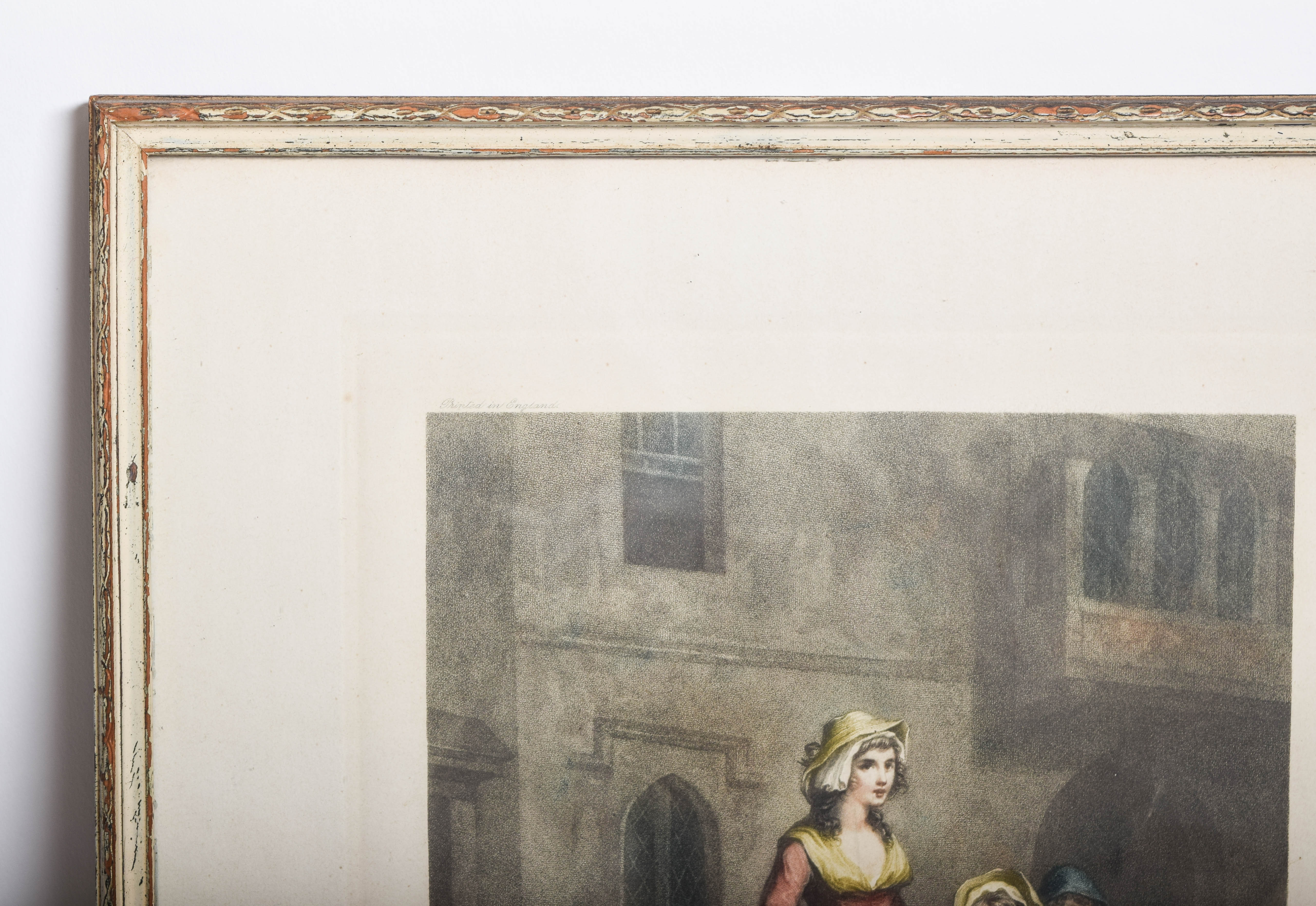 Antique "Cries of London: Plate I" Framed Hand-Painted Engraving