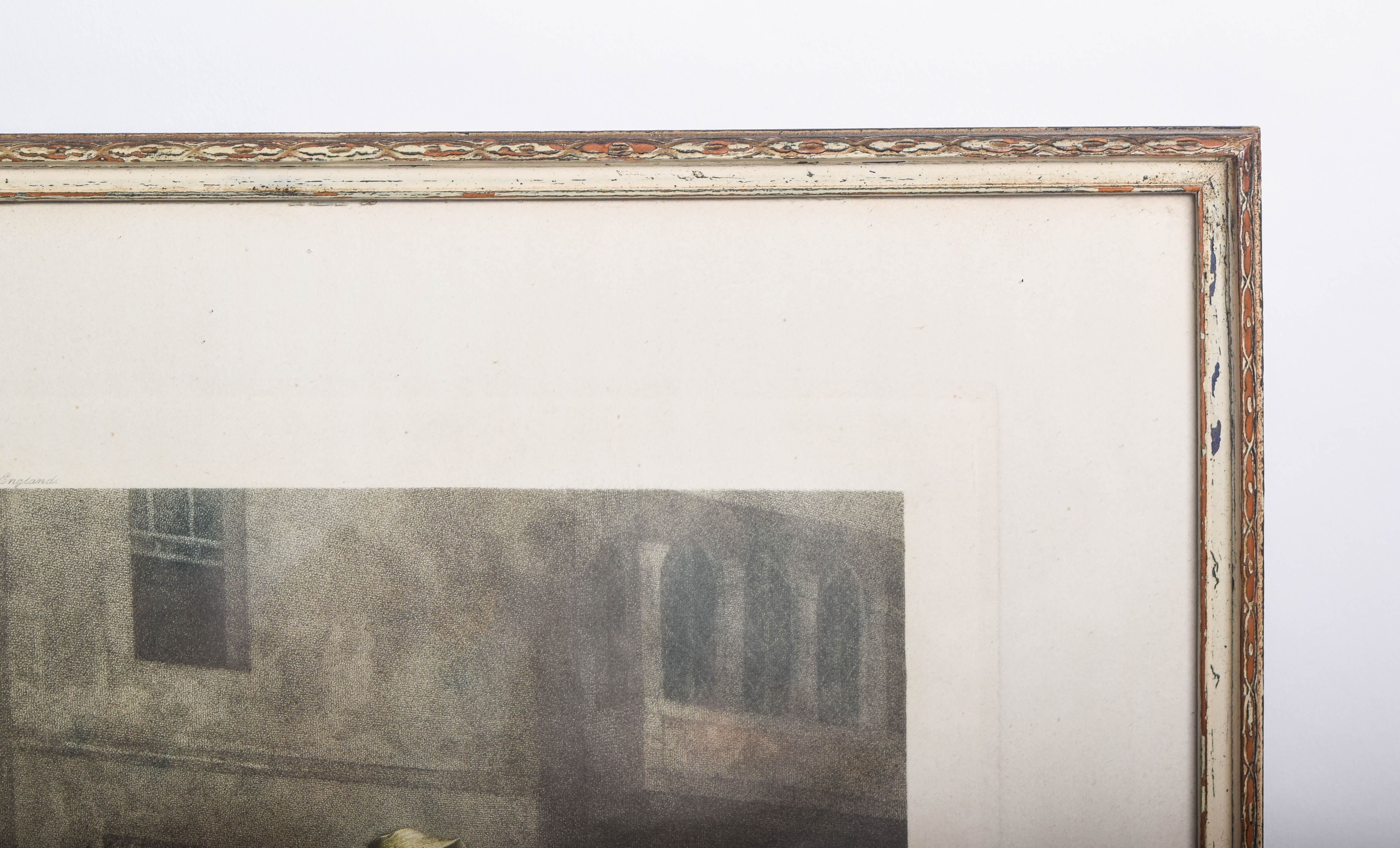 Antique "Cries of London: Plate I" Framed Hand-Painted Engraving