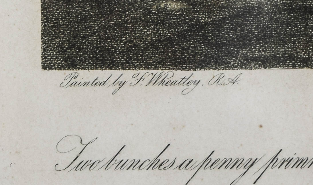 Antique "Cries of London: Plate I" Framed Hand-Painted Engraving