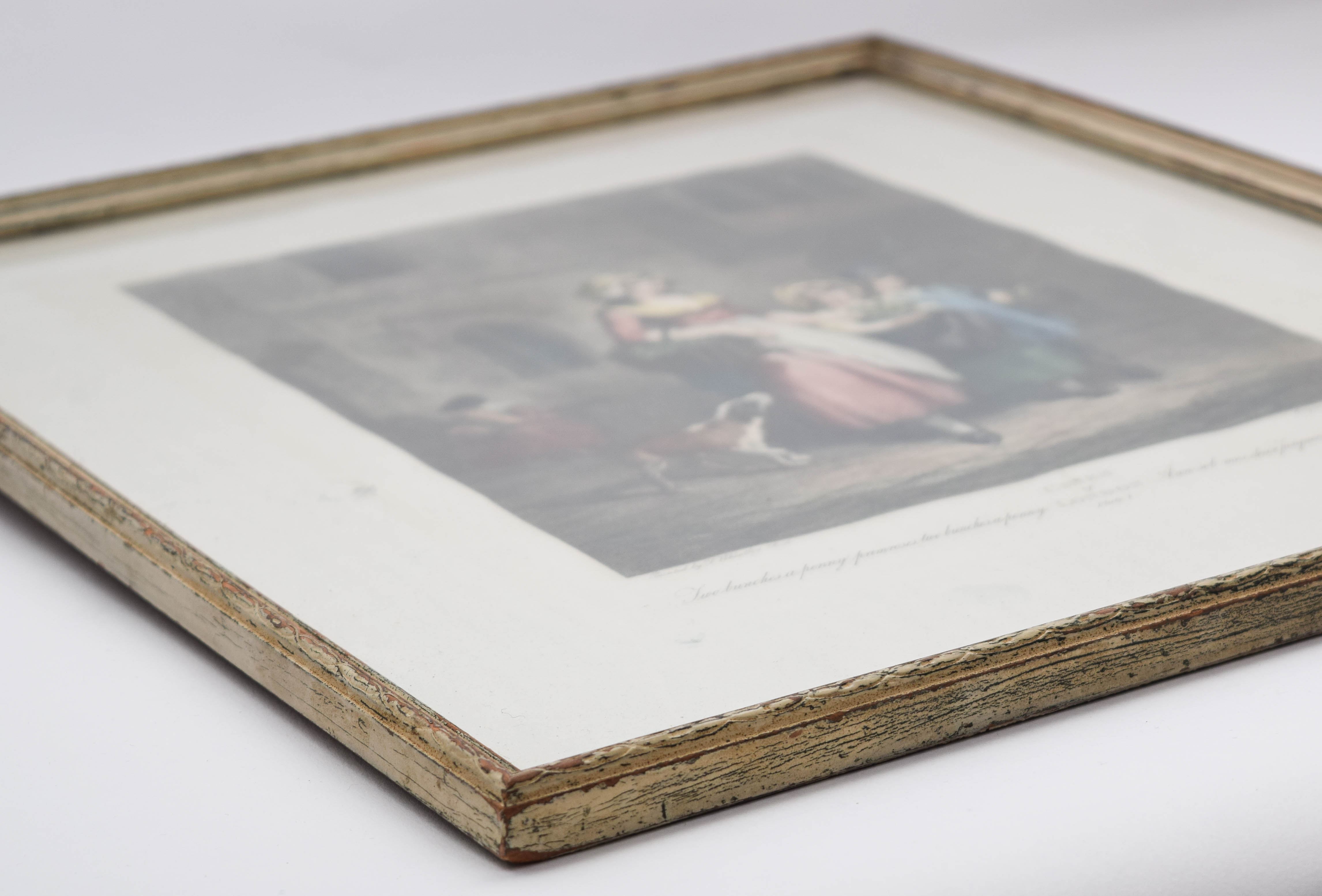 Antique "Cries of London: Plate I" Framed Hand-Painted Engraving