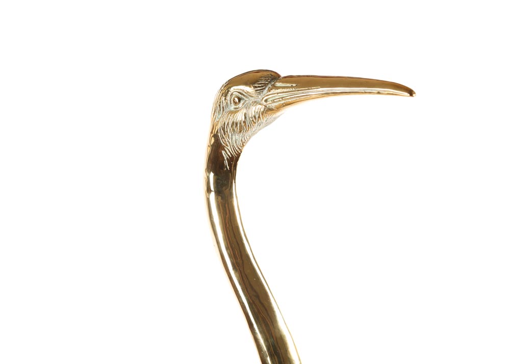 Life-Size Brass Crane Sculpture