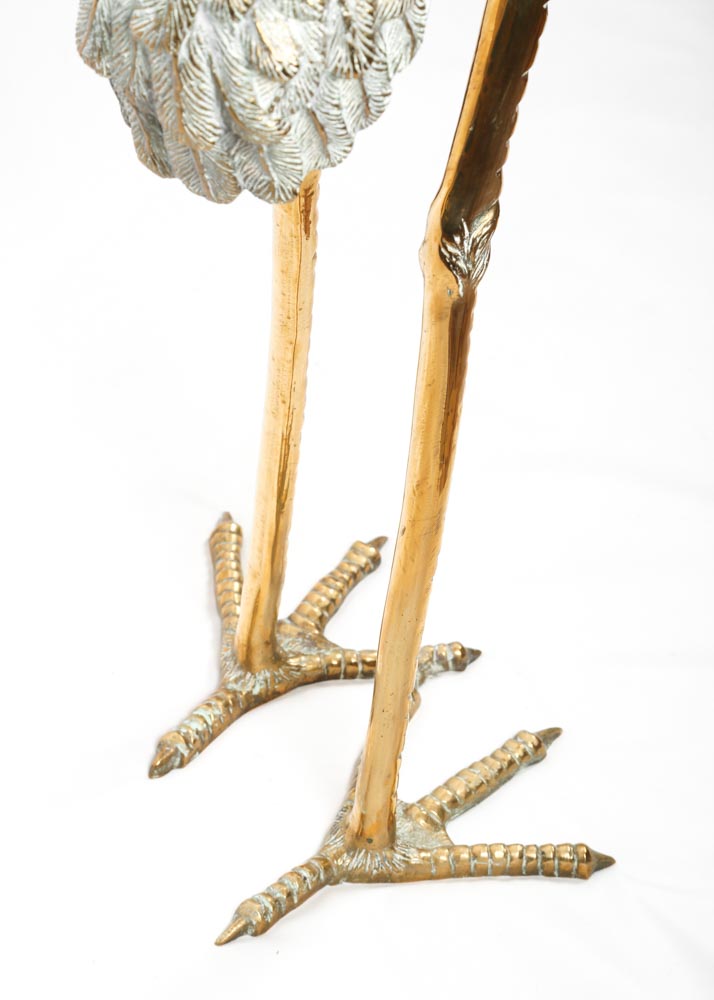 Life-Size Brass Crane Sculpture