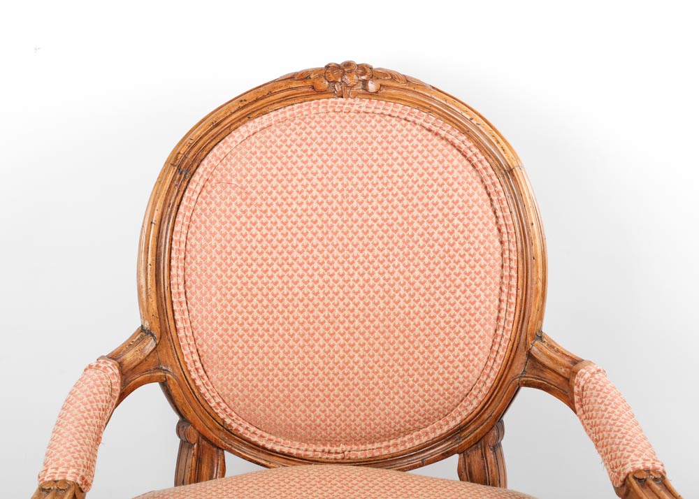 Vintage Louis XVI Style Upholstered Arm Chair