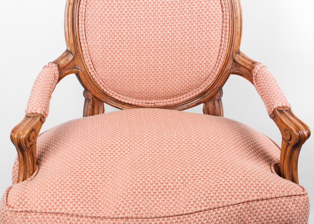 Vintage Louis XVI Style Upholstered Arm Chair