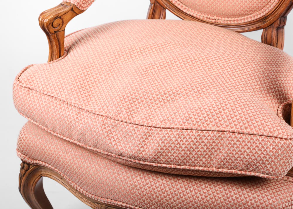 Vintage Louis XVI Style Upholstered Arm Chair