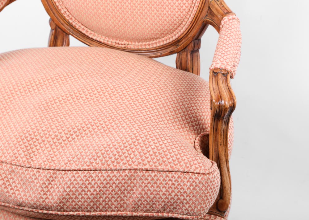 Vintage Louis XVI Style Upholstered Arm Chair