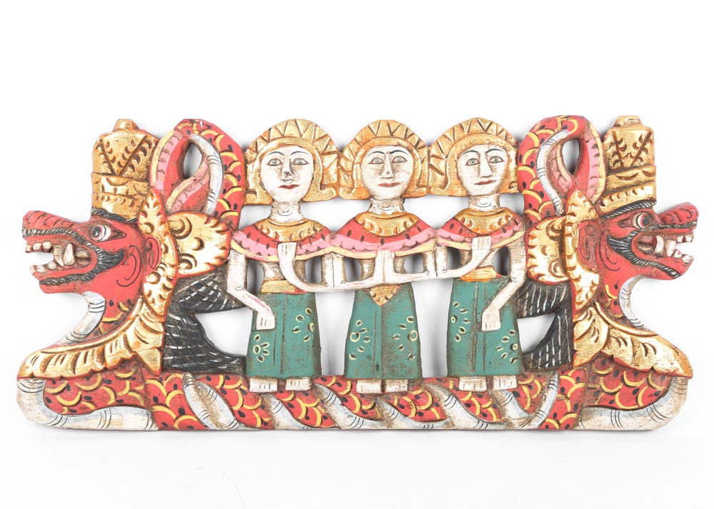 Thai Hand Carved Dragon Panel