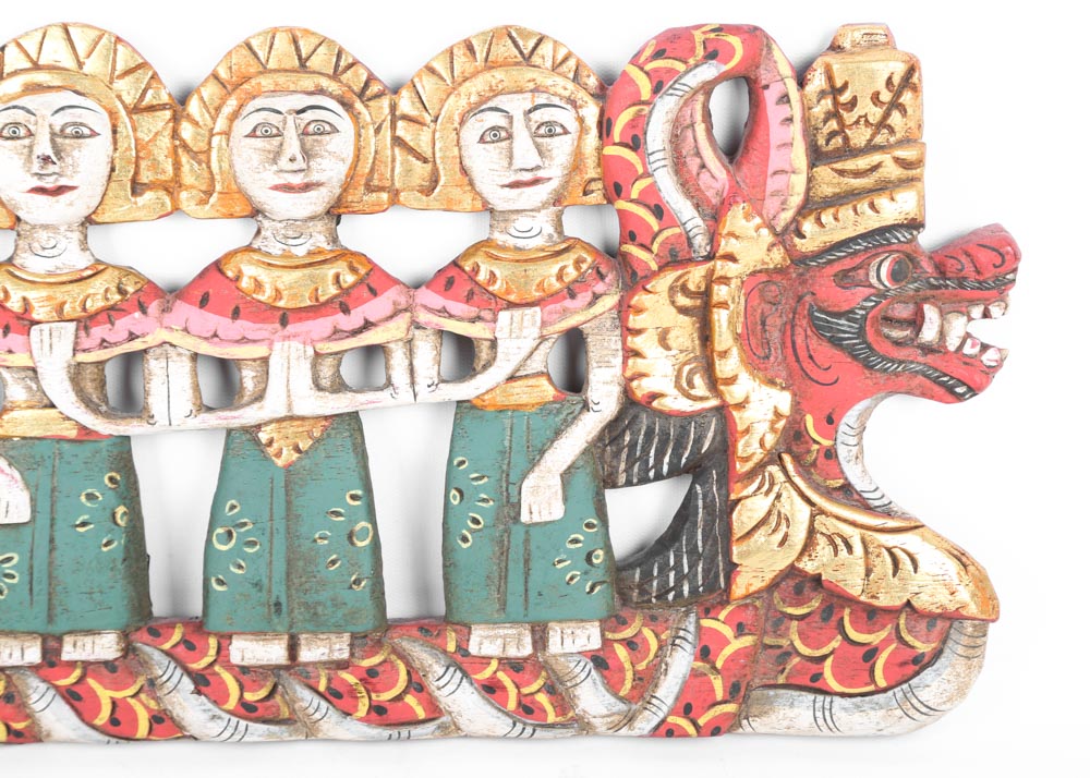 Thai Hand Carved Dragon Panel