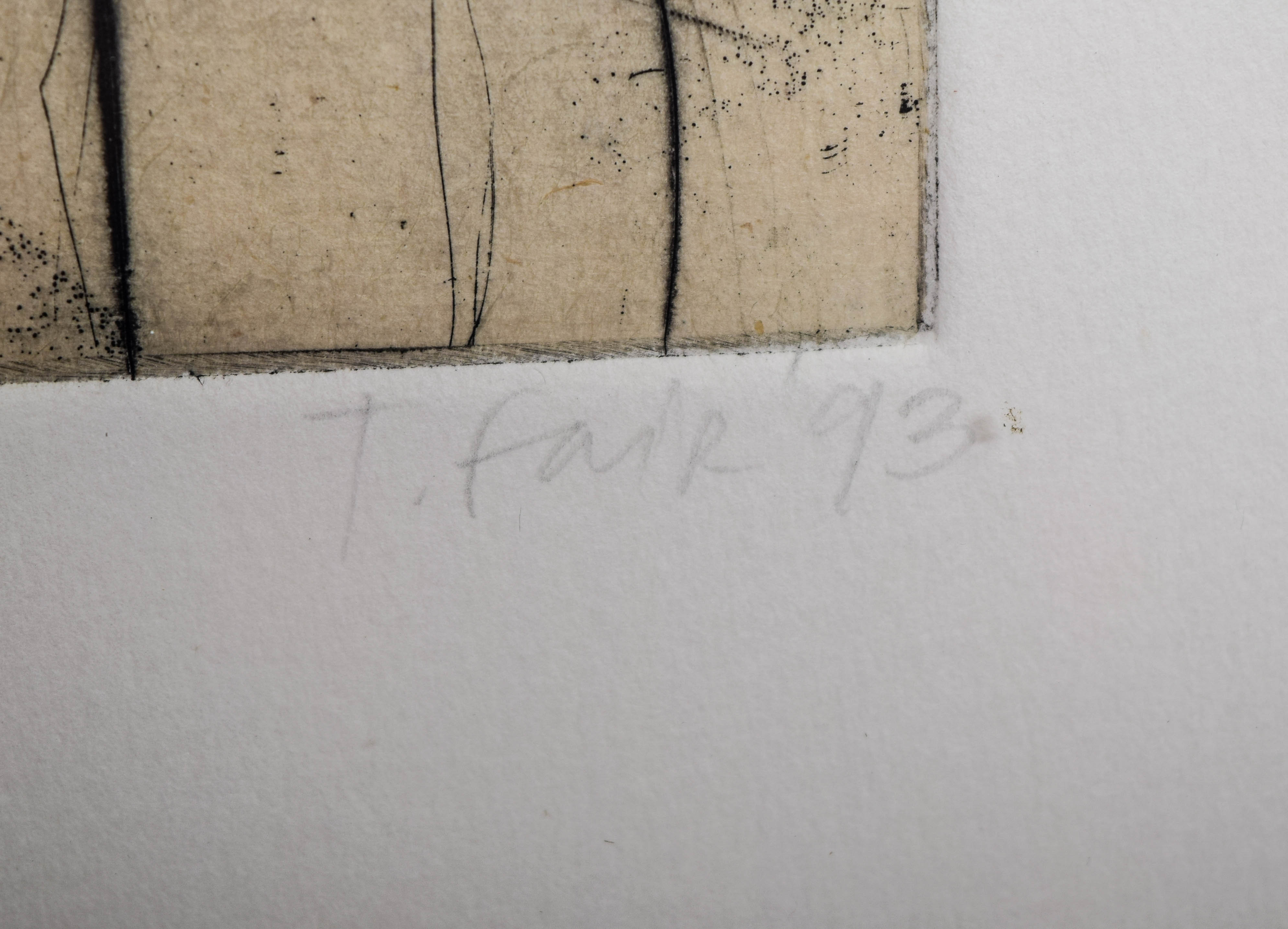 Framed Tory Fair Abstract Etching on Paper