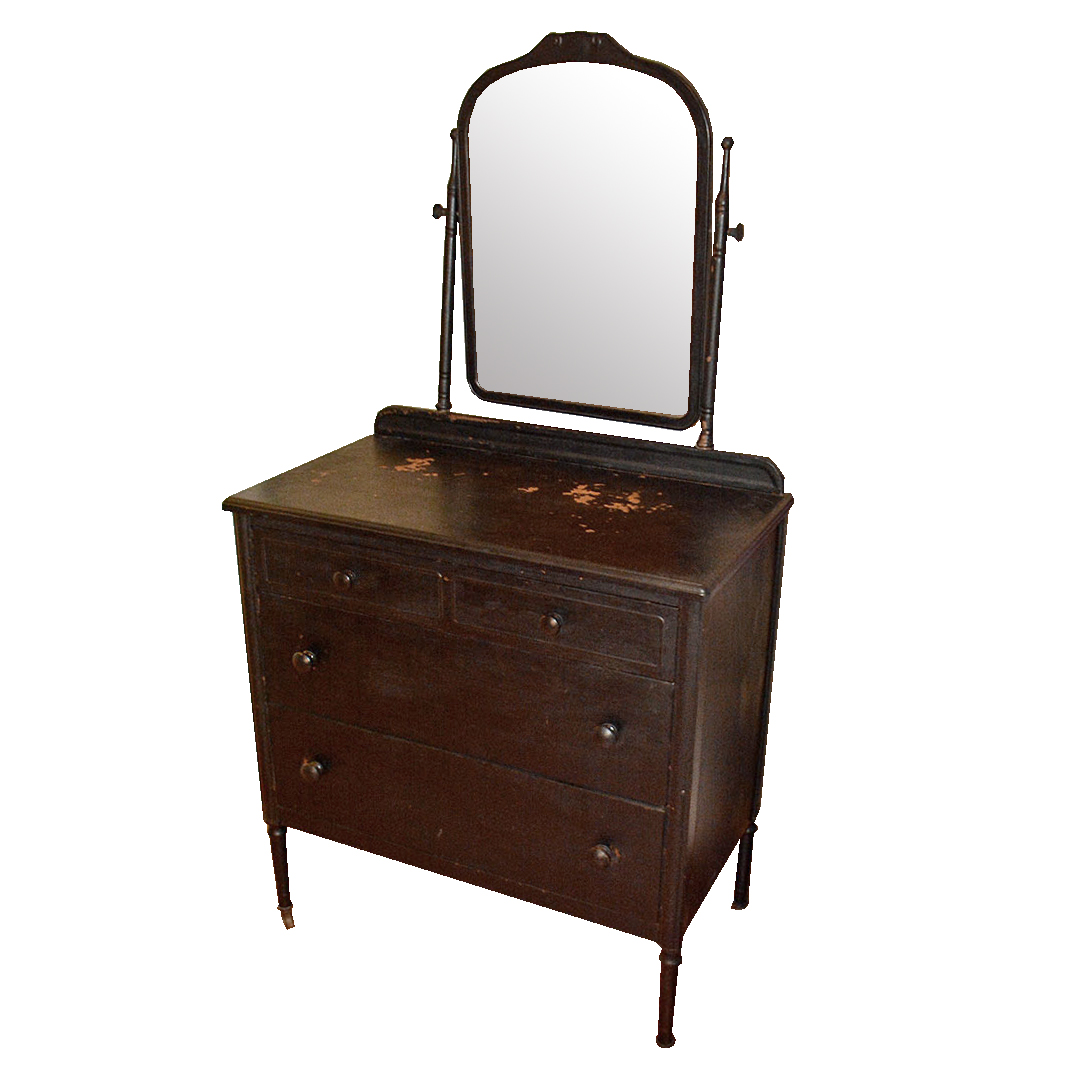Vintage Painted Metal Chest of Drawers With Vanity Mirror