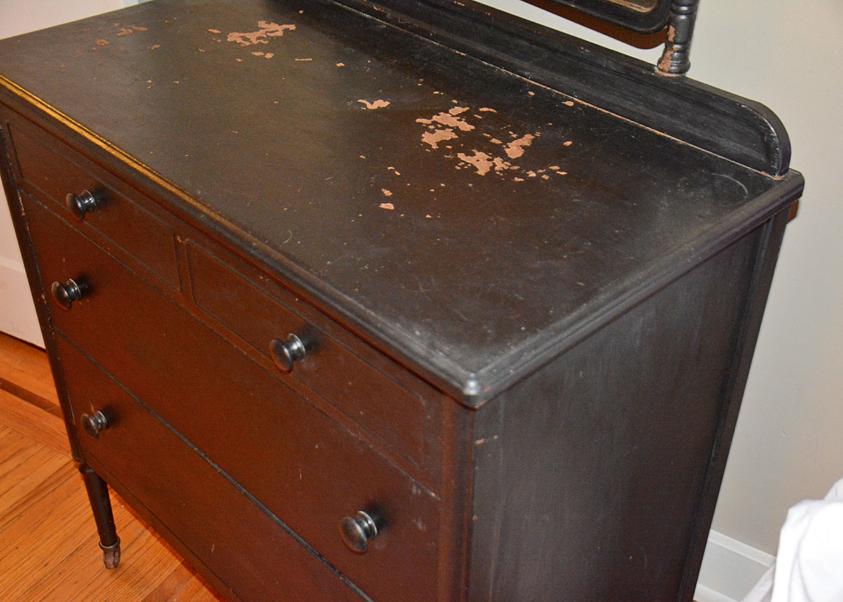 Vintage Painted Metal Chest of Drawers With Vanity Mirror