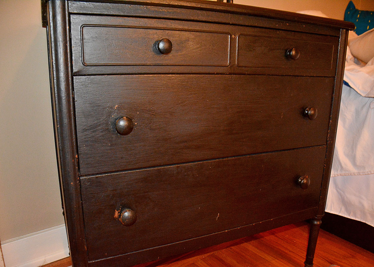 Vintage Painted Metal Chest of Drawers With Vanity Mirror