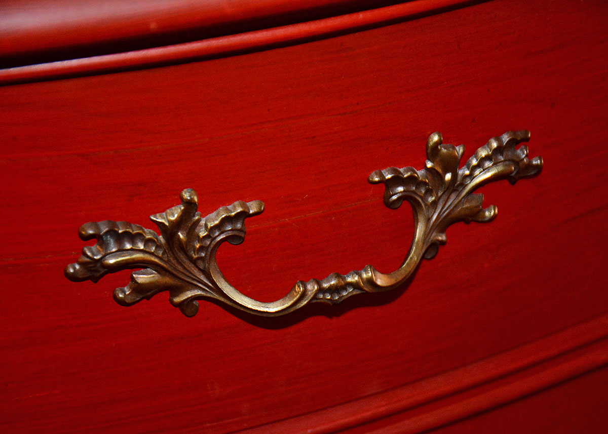 Red Stained Birch Chest of Drawers