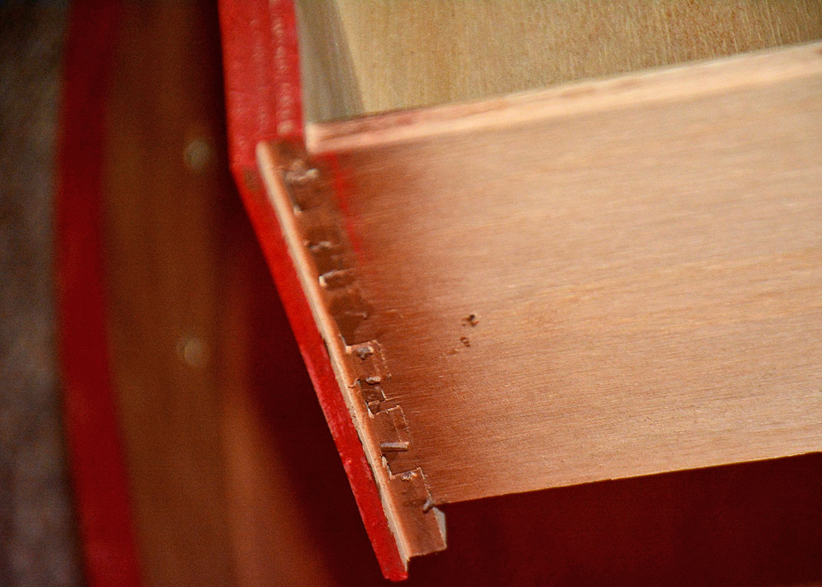 Red Stained Birch Chest of Drawers