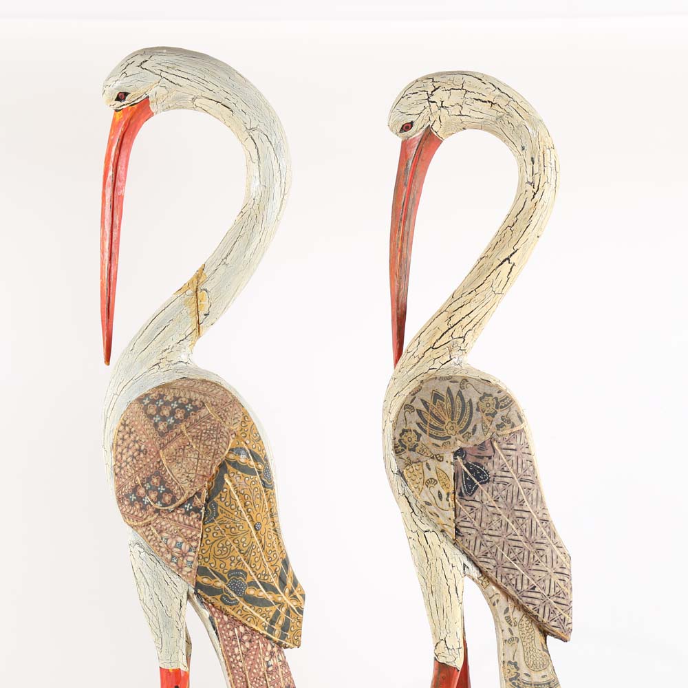 Carved Wooden Crane Sculptures