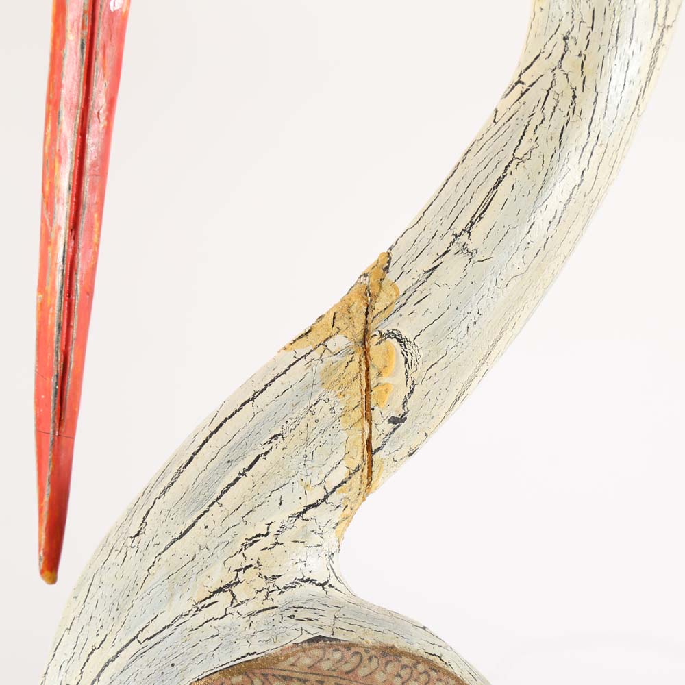 Carved Wooden Crane Sculptures