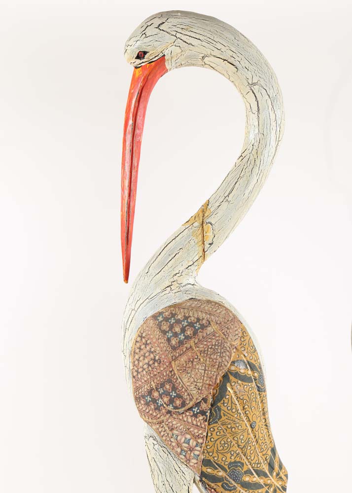 Carved Wooden Crane Sculptures