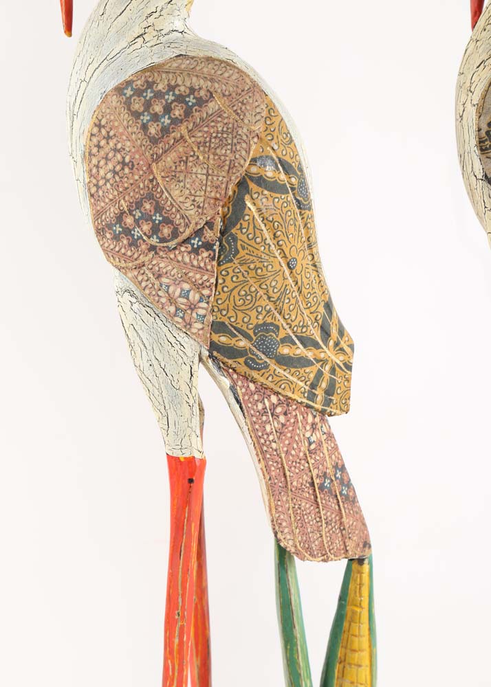 Carved Wooden Crane Sculptures