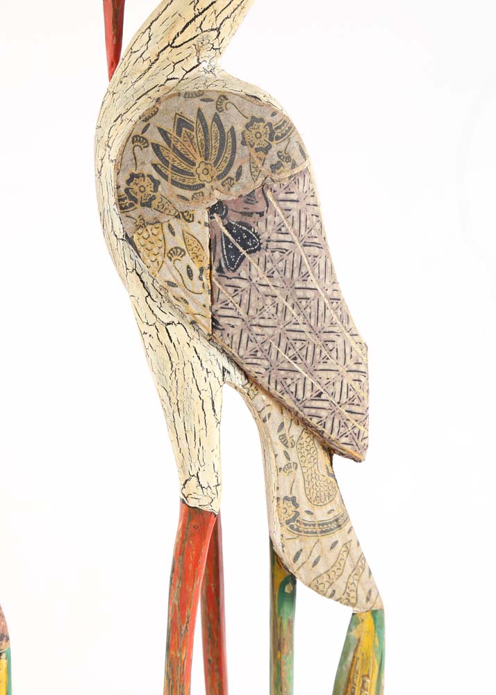 Carved Wooden Crane Sculptures