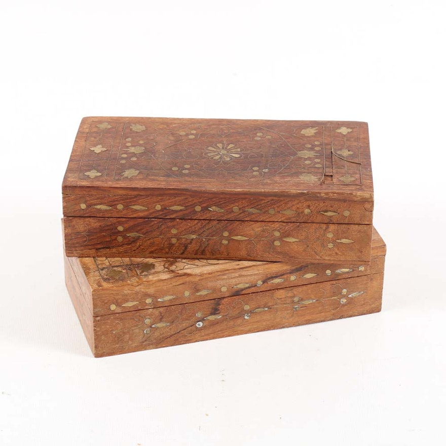 Inlaid Teak Boxes