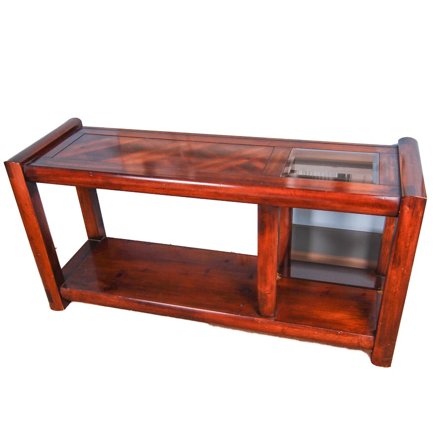 Console Table with Parquetry and Glass Inlays