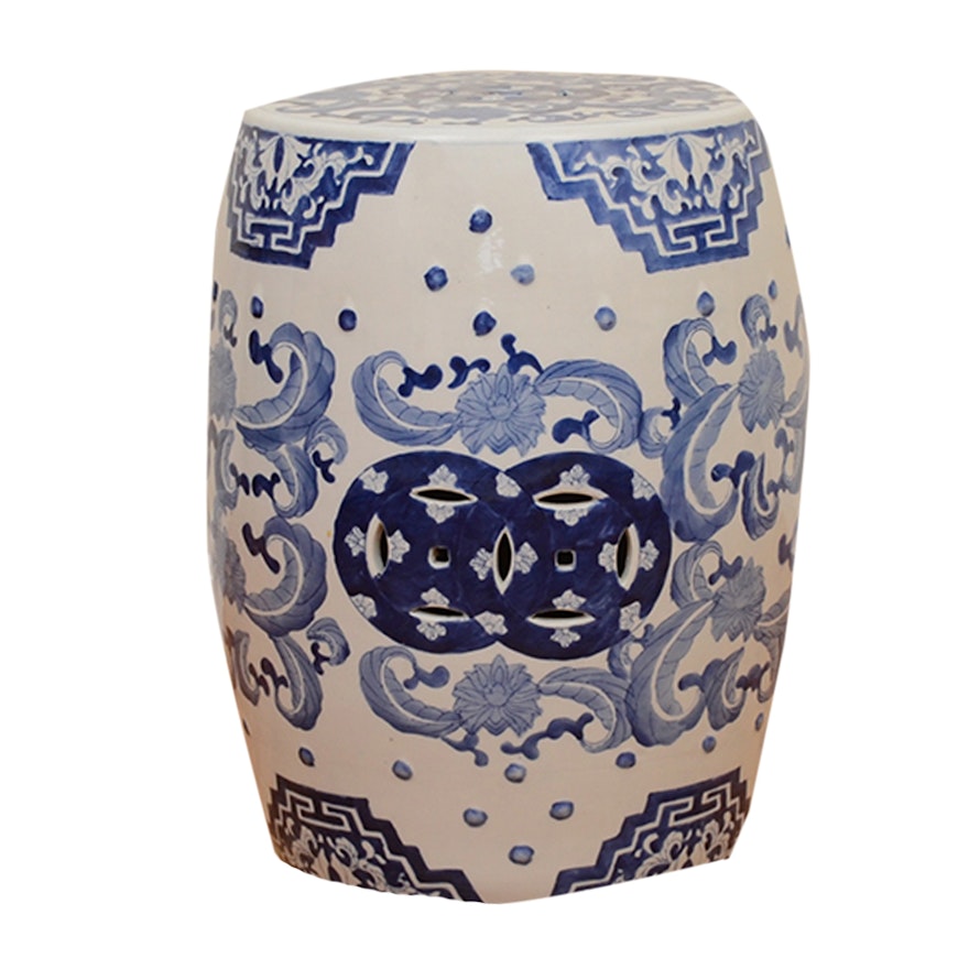Chinese Ceramic Blue and White Garden Stool