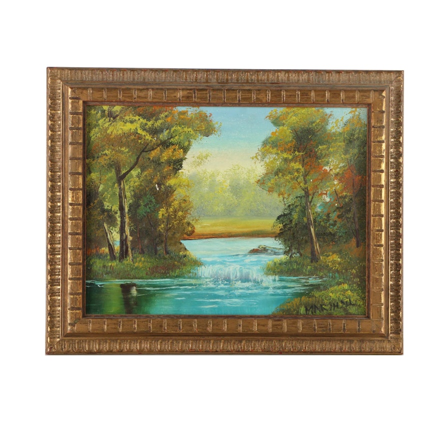 Marshall Oil Painting on Canvas of a Wooded Landscape