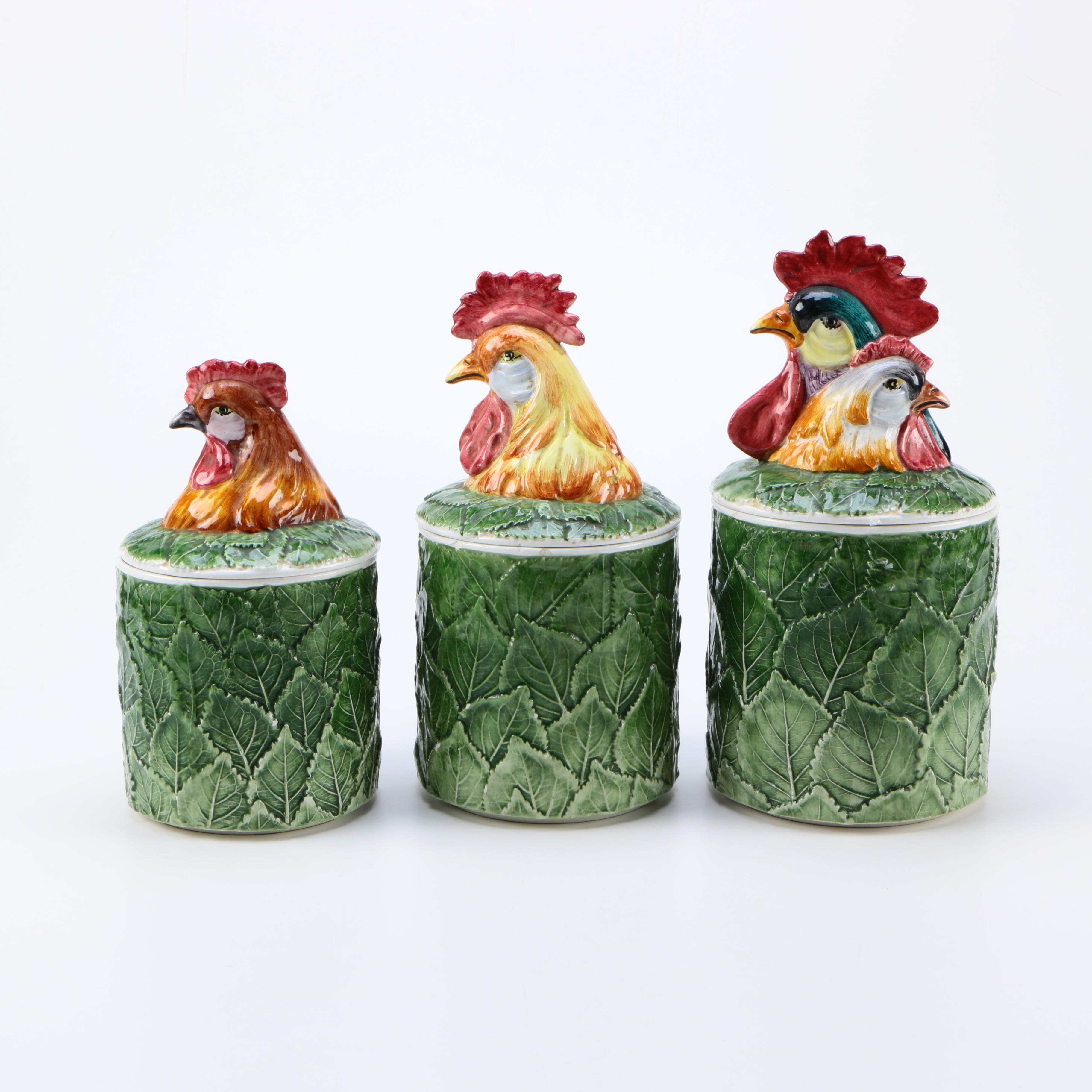 Italian Gump's Ceramic Rooster Canister Set