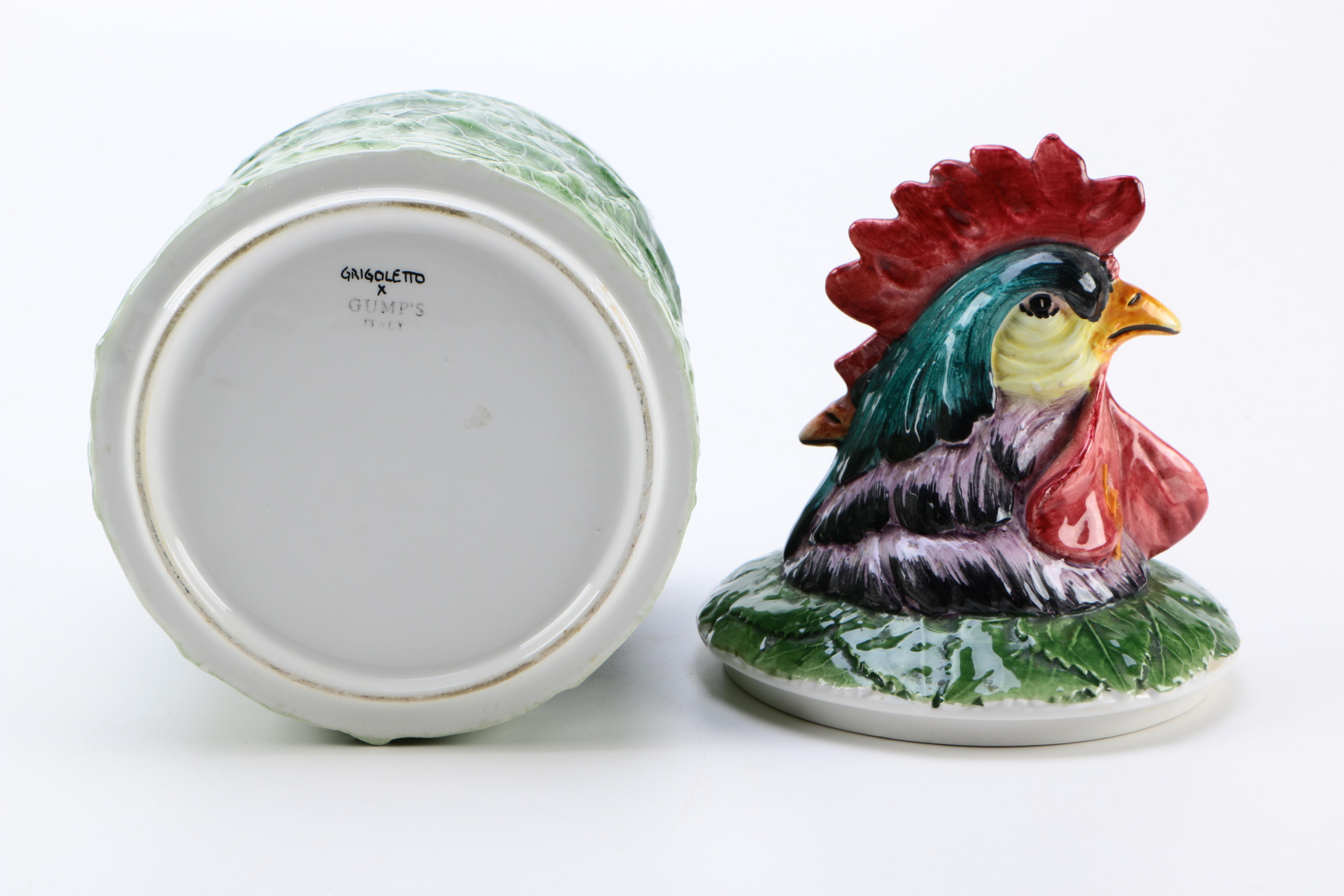 Italian Gump's Ceramic Rooster Canister Set