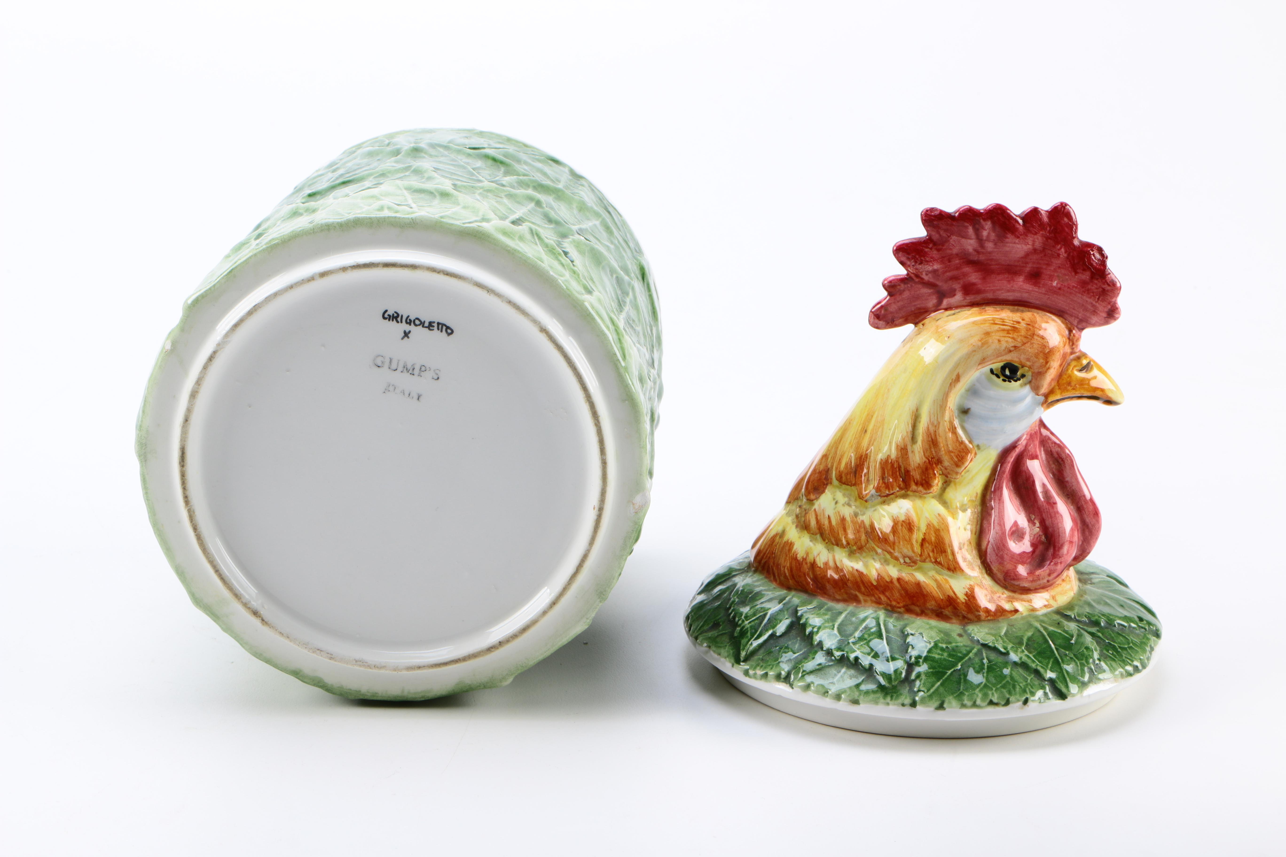 Italian Gump's Ceramic Rooster Canister Set