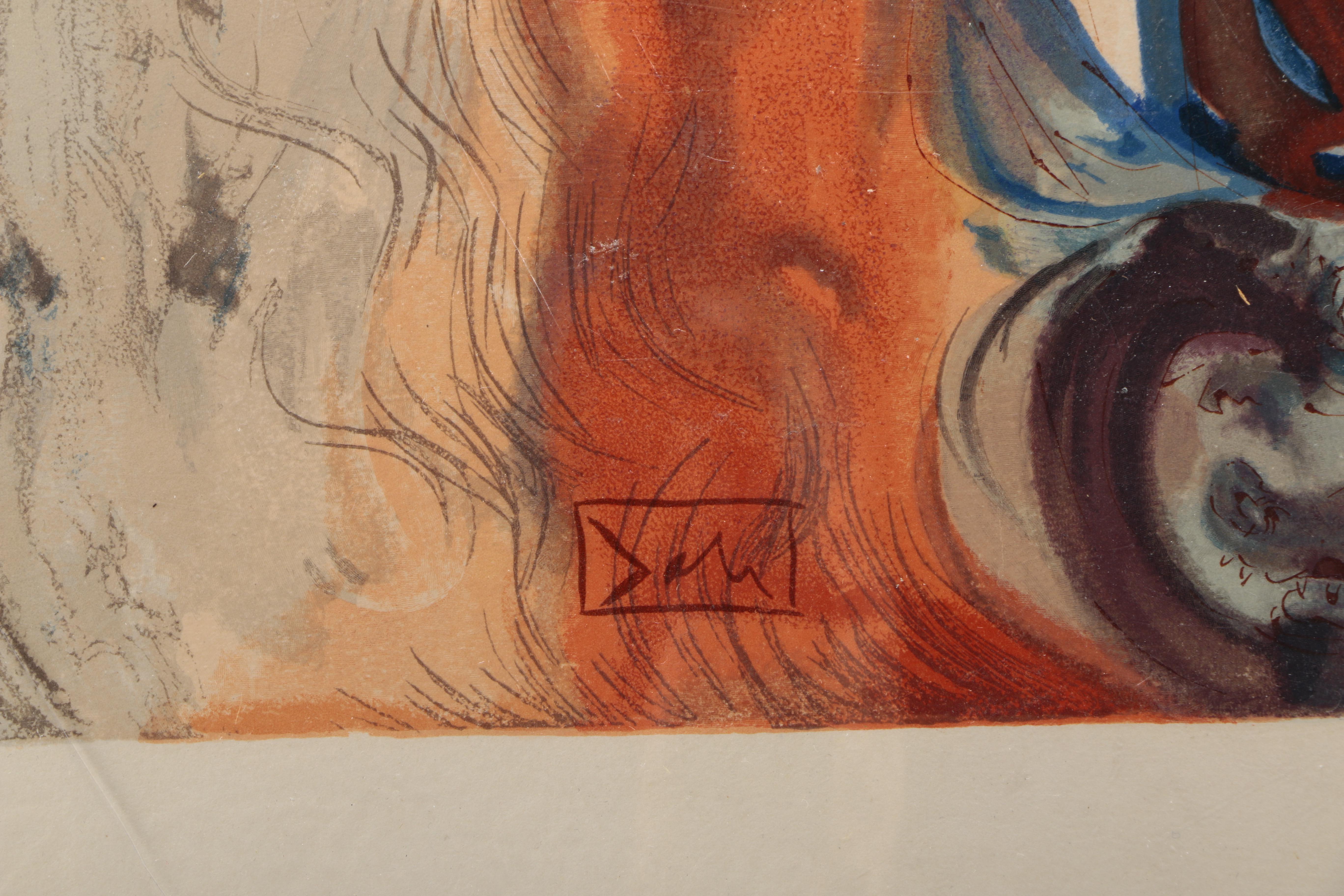 Salvador Dalí Wood Engraving on Paper "Hell Canto 16: La Montee de Geryon"