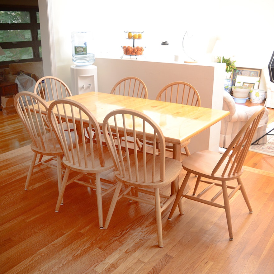 Maple Dining Table with Windsor Style Dining Chairs