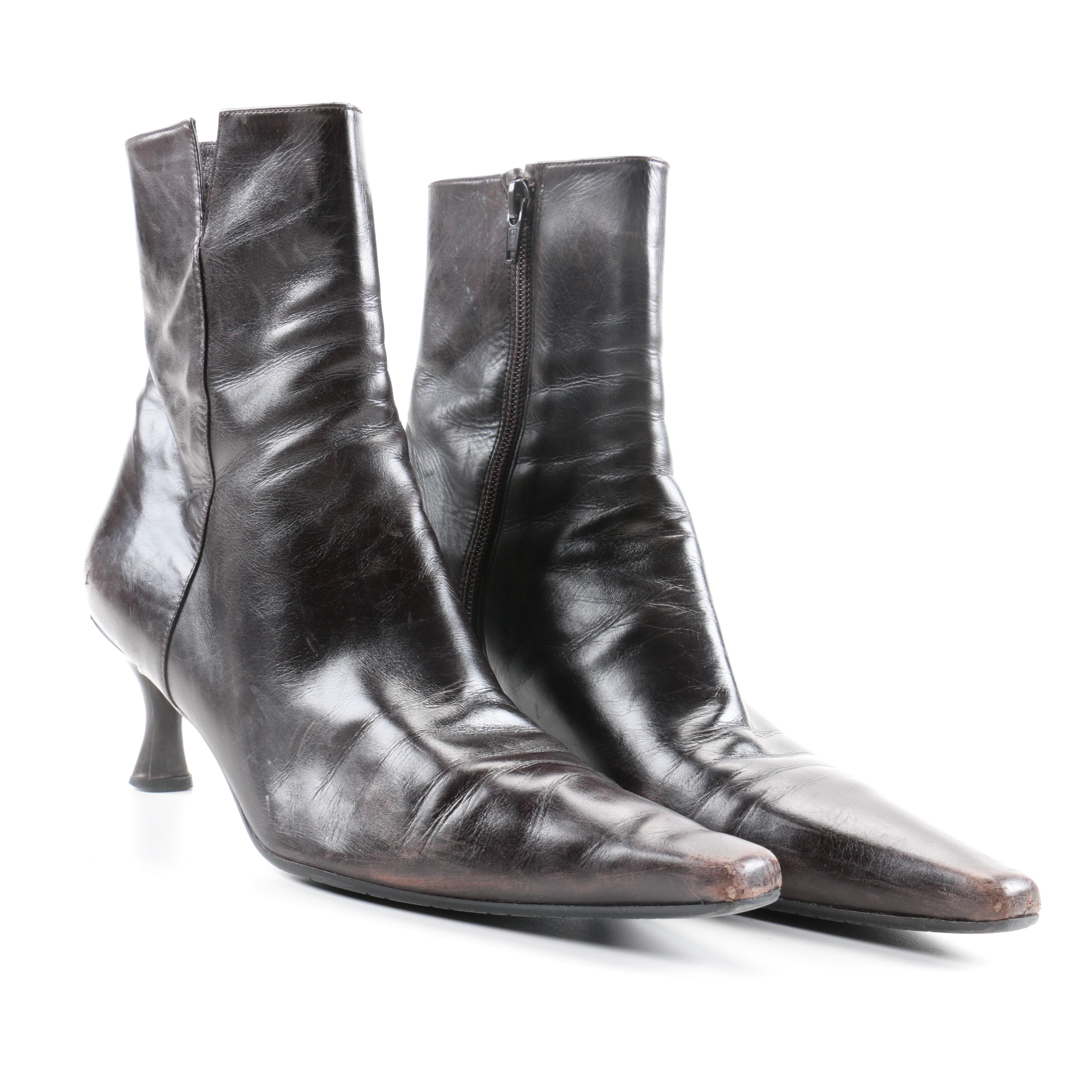 Stuart Weitzman Black Leather Booties