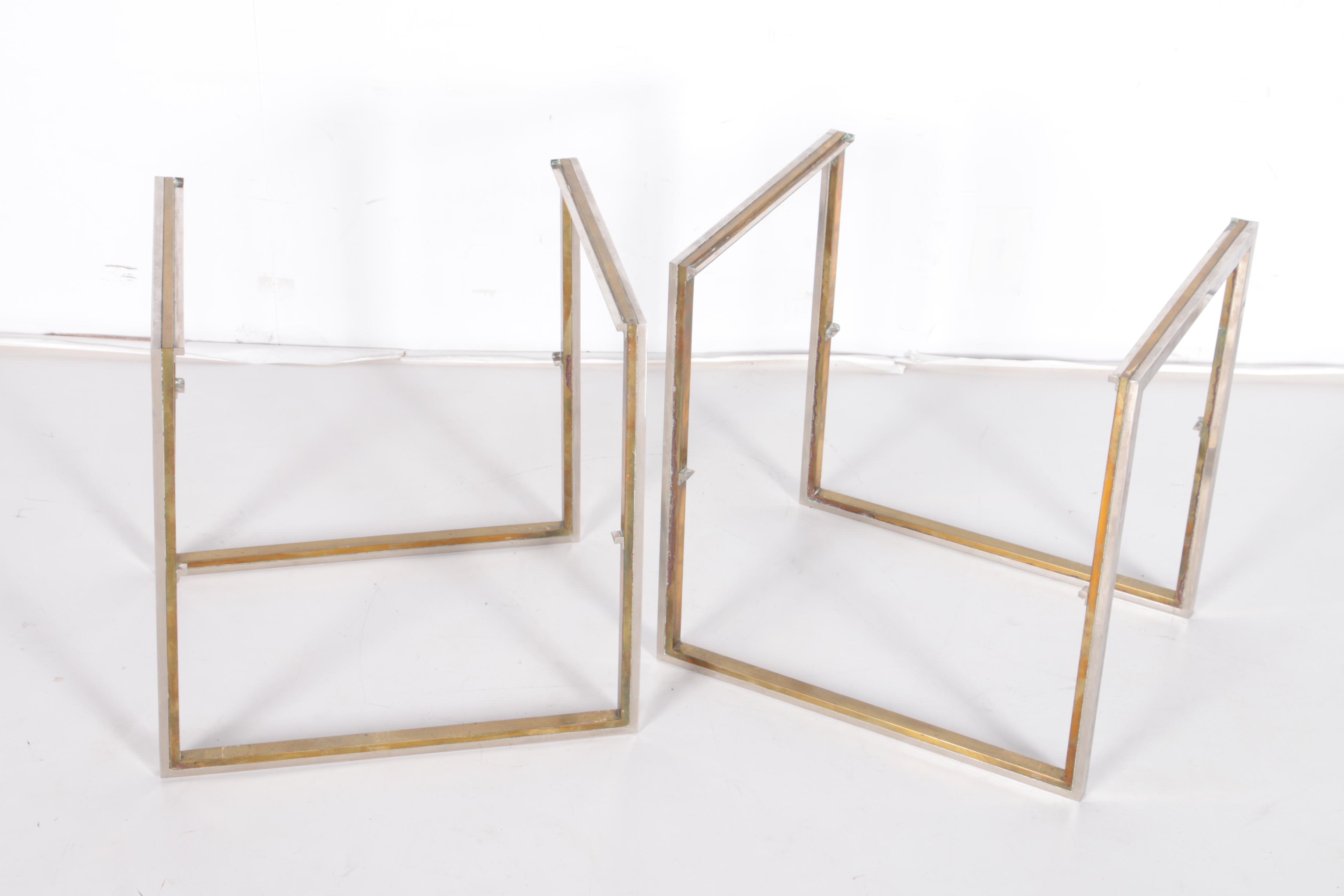 Modernist Style Metal and Smokey Glass Side Tables