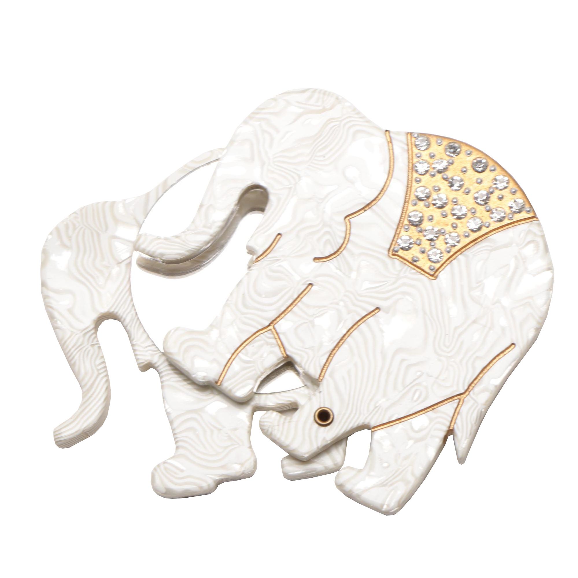 Celluloid Rhinestone Elephant Hand Mirror
