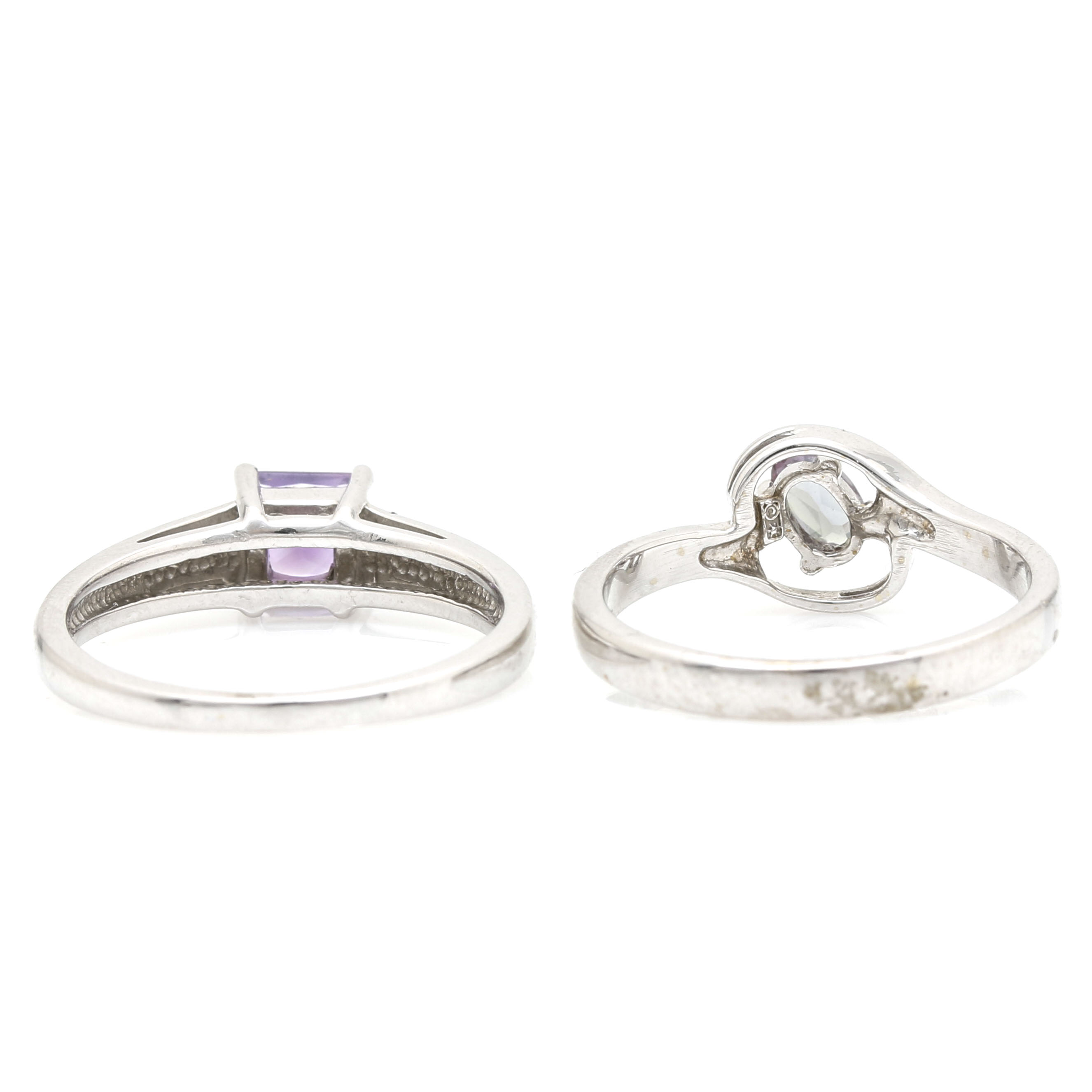 14K White Gold Gemstone Rings