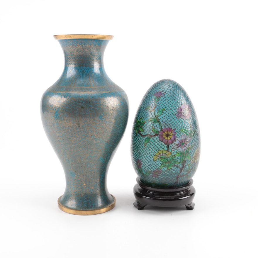 Cloisonné Vase and Pliq au Jour Egg