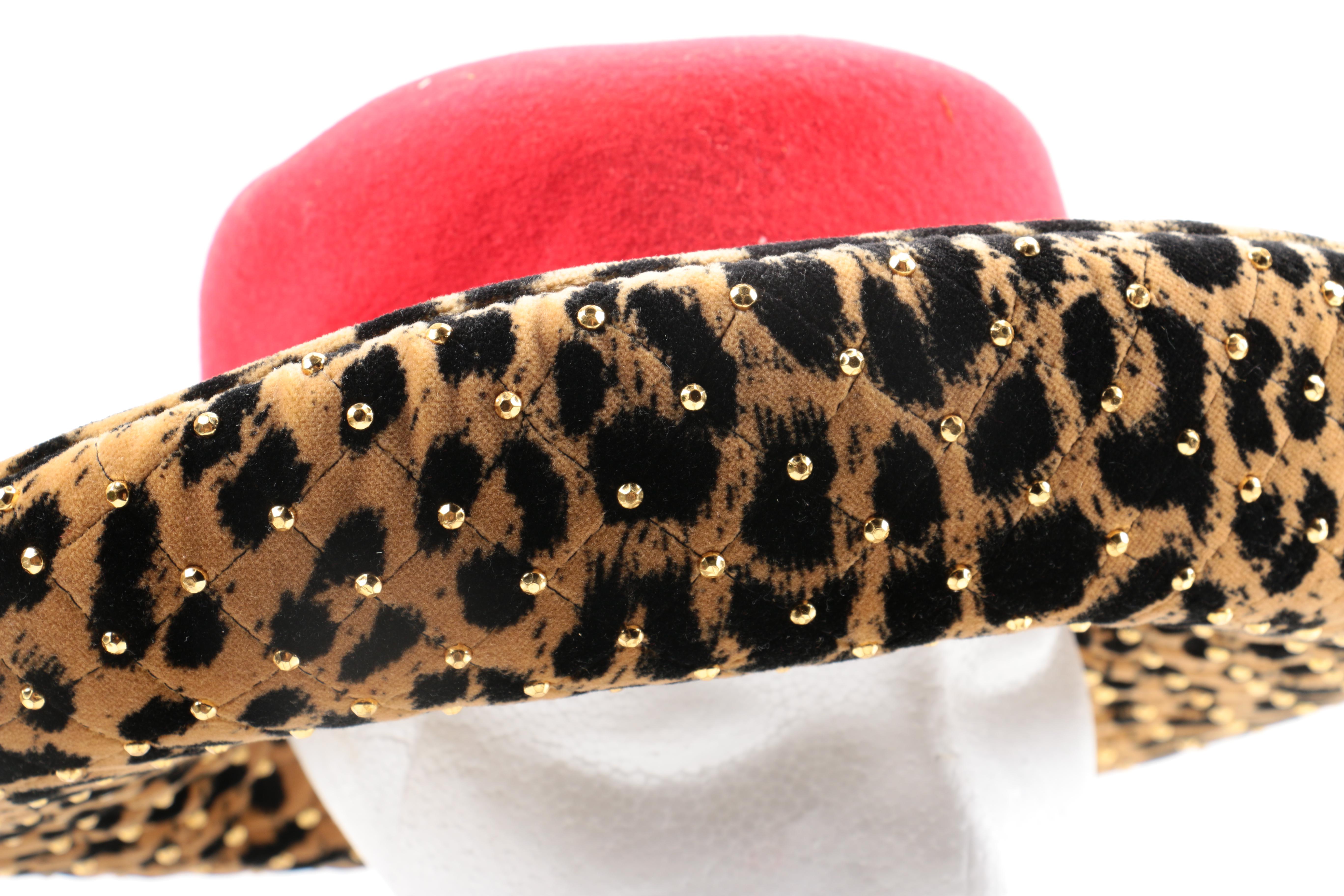 Oscar de la Renta Wool Hat With Cheetah Print Brim