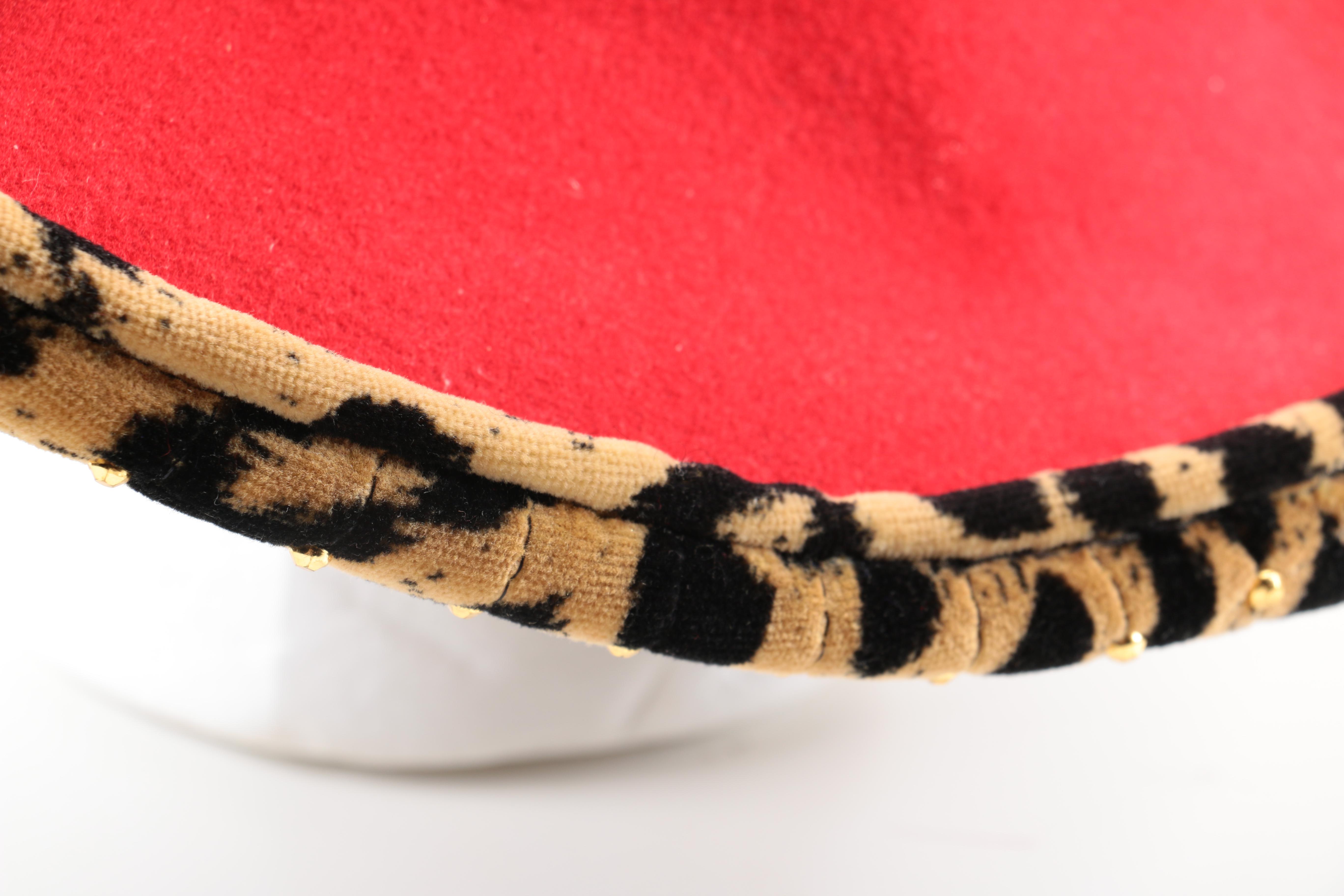 Oscar de la Renta Wool Hat With Cheetah Print Brim