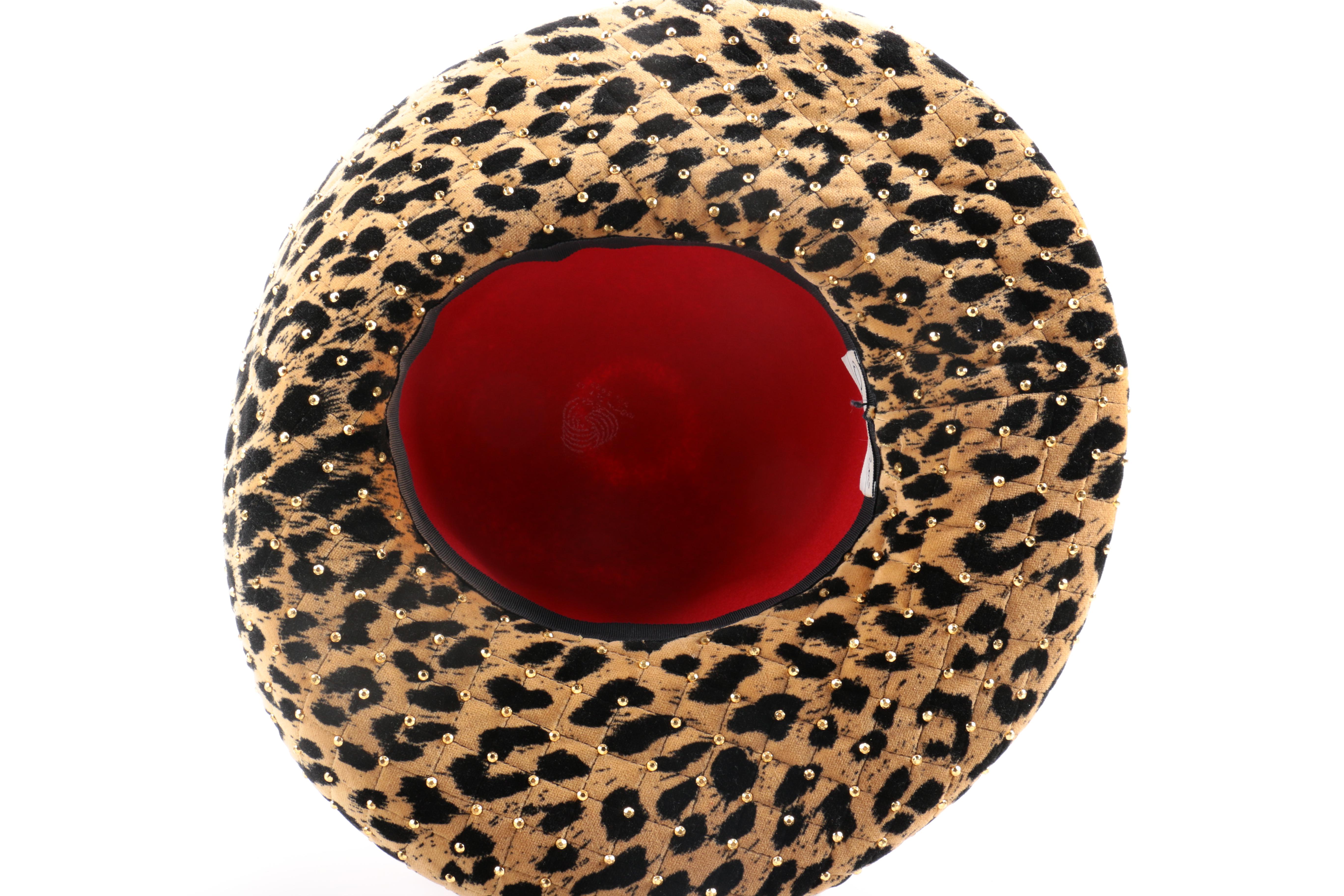 Oscar de la Renta Wool Hat With Cheetah Print Brim