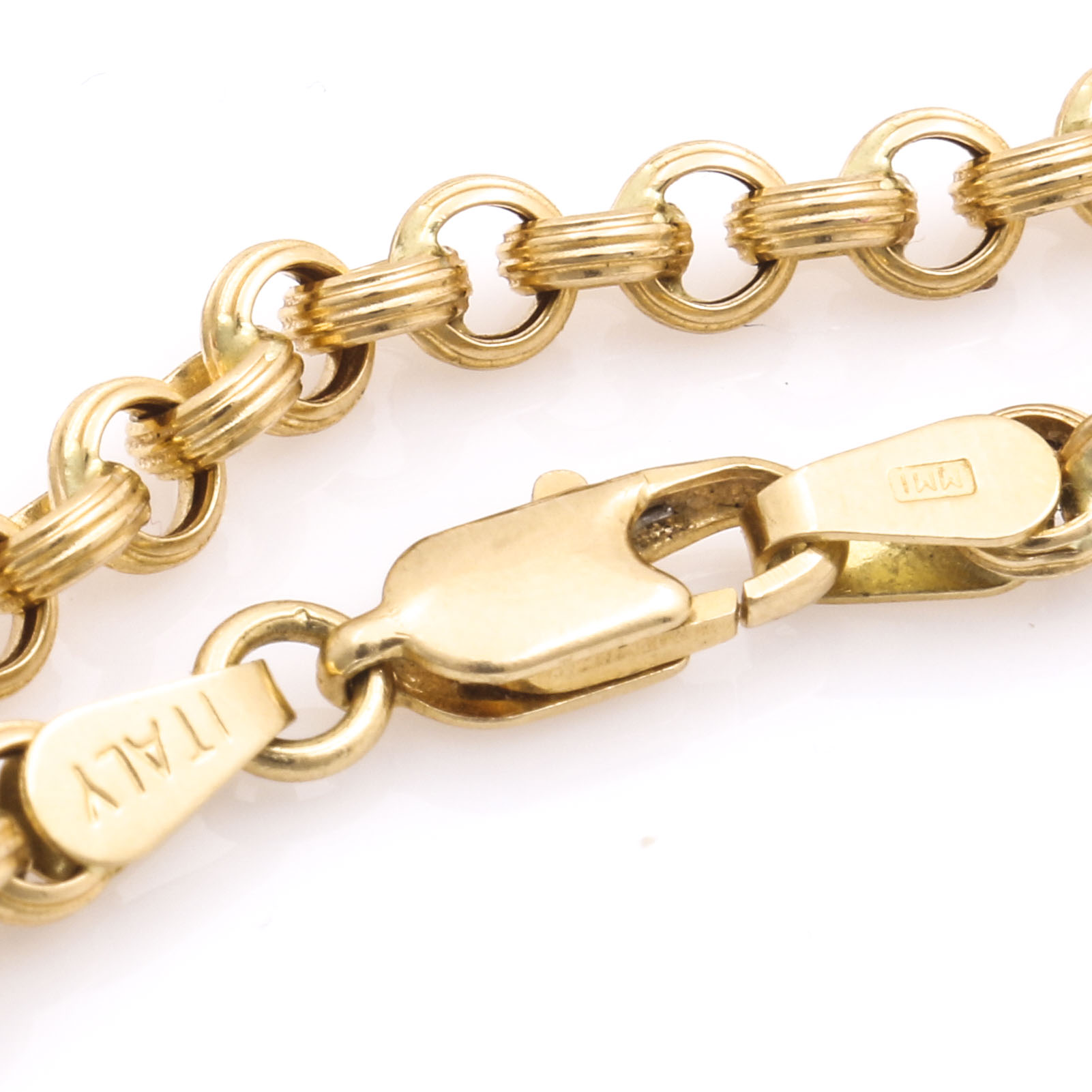 18K Yellow Gold Rolo Chain Bracelet