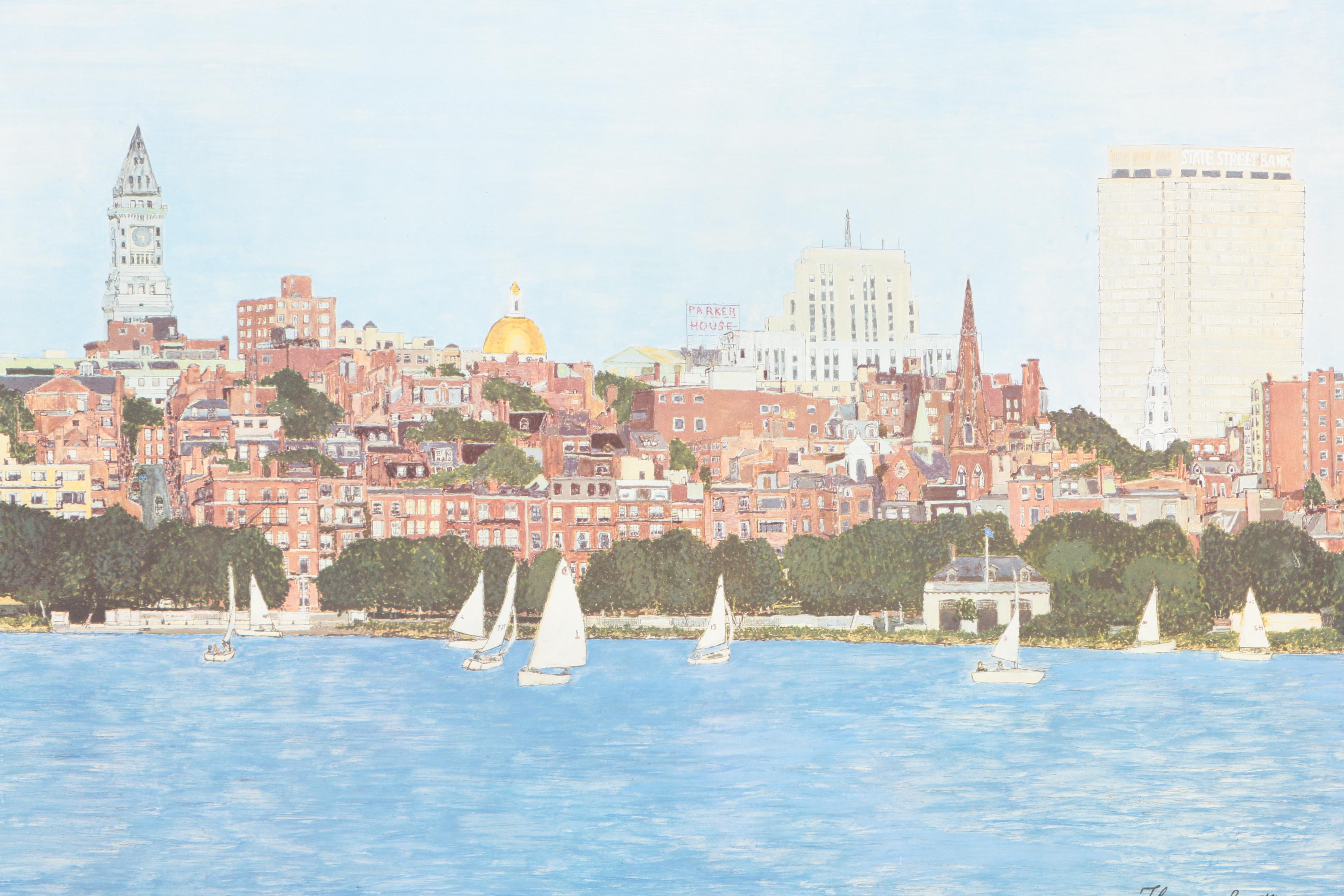Thurman Smith Offset Lithograph of City Skyline