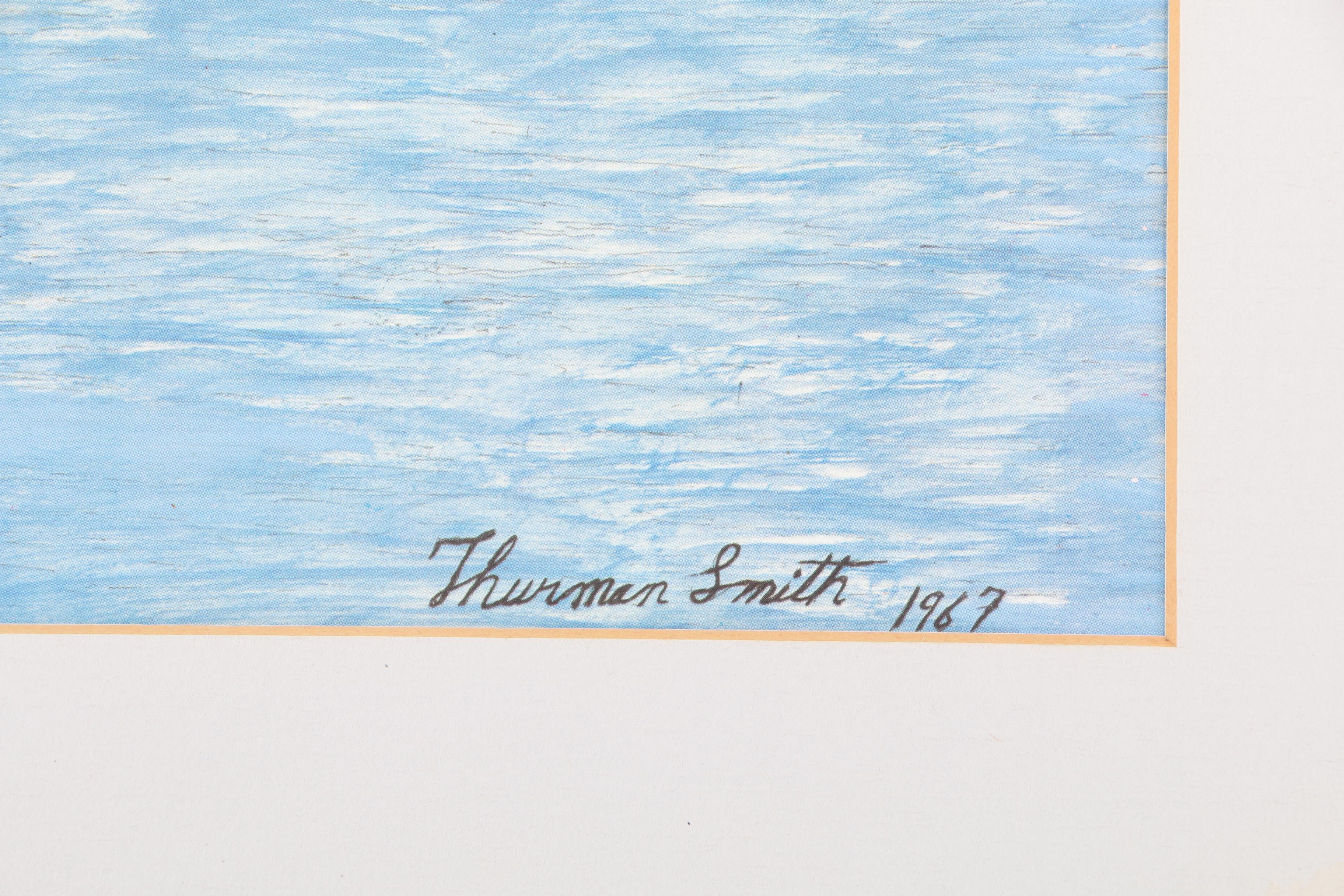 Thurman Smith Offset Lithograph of City Skyline