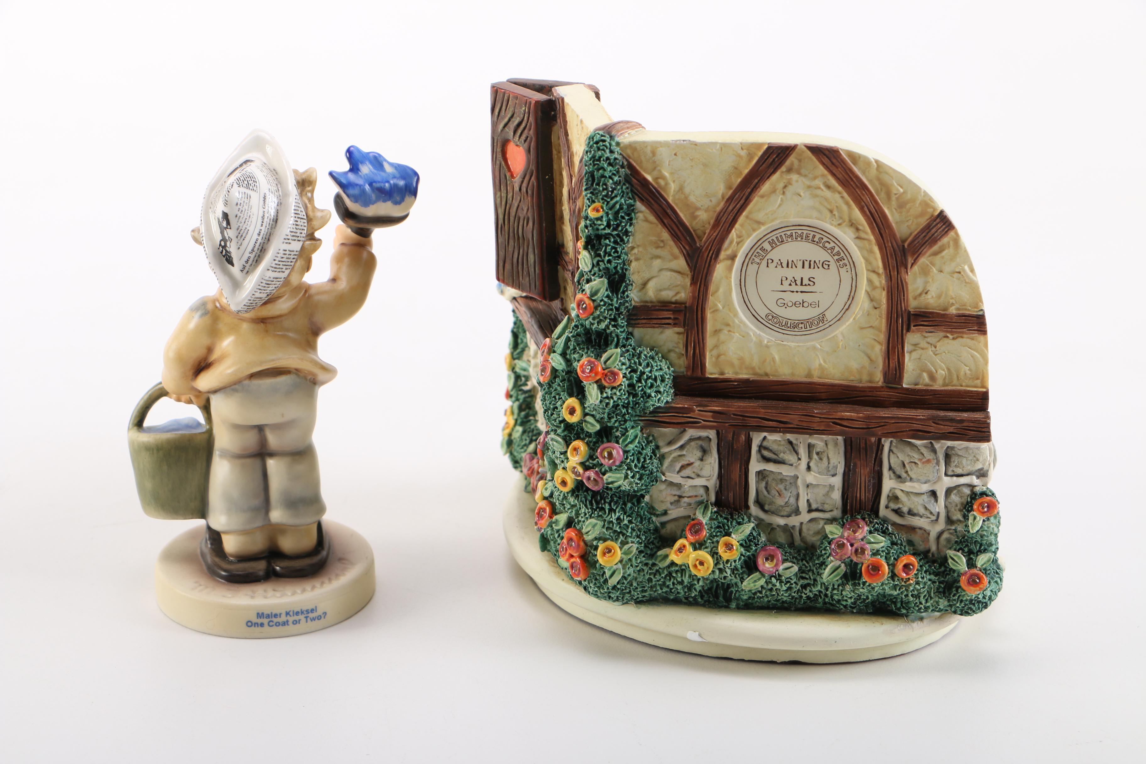 Goebel Hummel Figurine "One Coat or Two?" and "Painting Pals" Porcelain Figurine Set