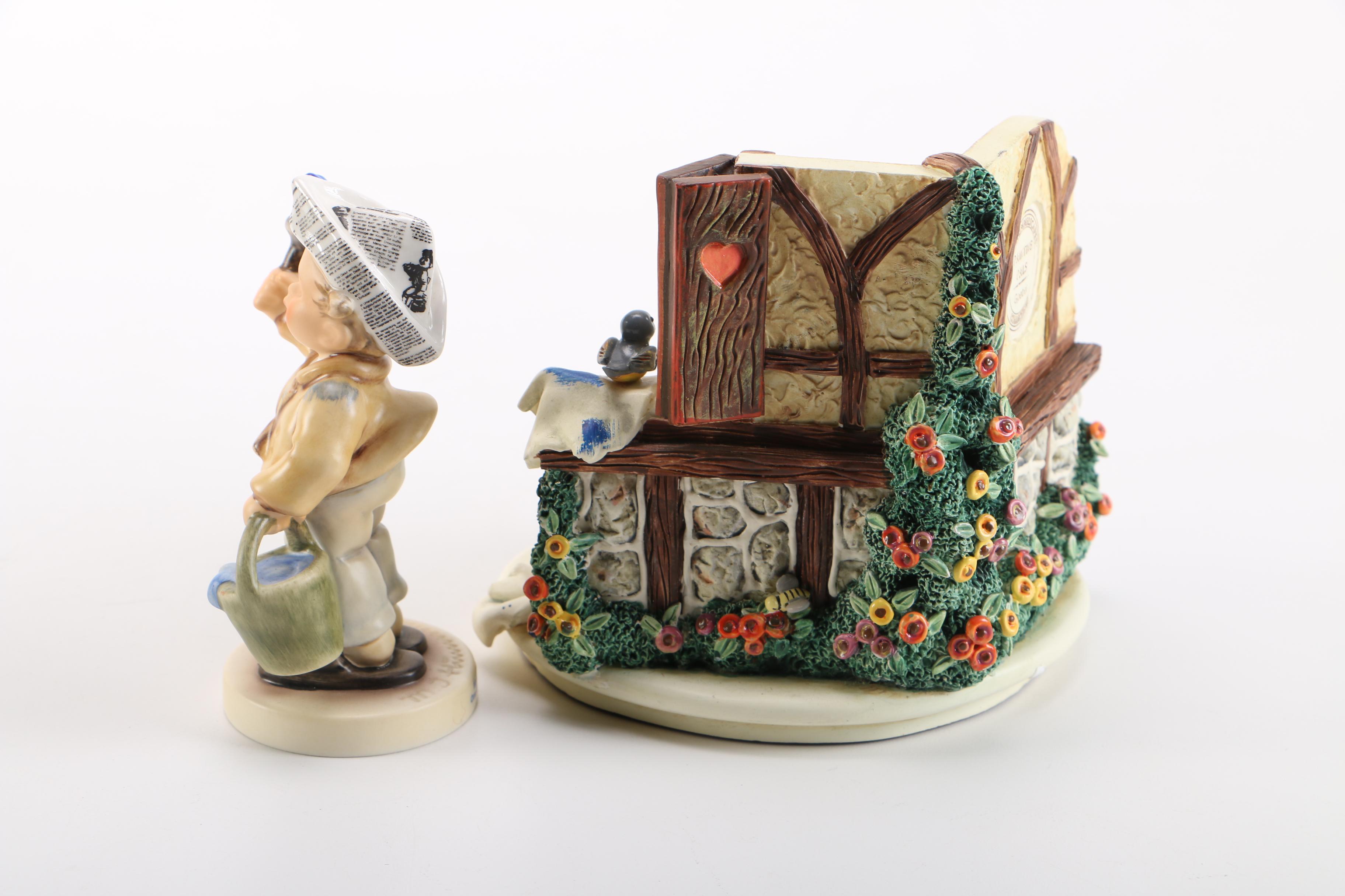 Goebel Hummel Figurine "One Coat or Two?" and "Painting Pals" Porcelain Figurine Set