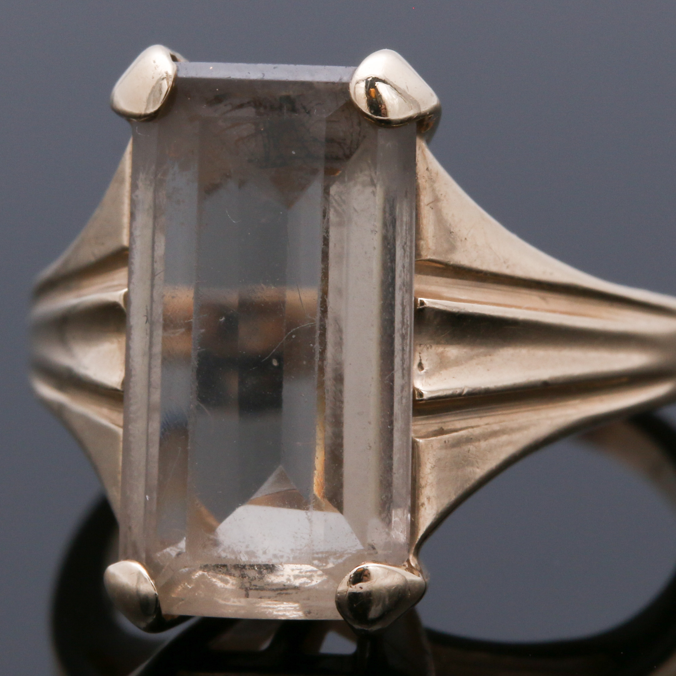 Siffari 10K Yellow Gold Ring Including a 3.90 CT Pale Smoky Quartz Gemstone