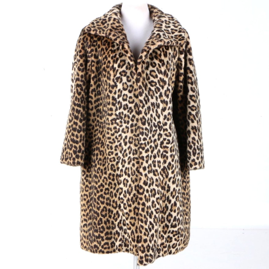 Faux Fur Leopard Print Coat