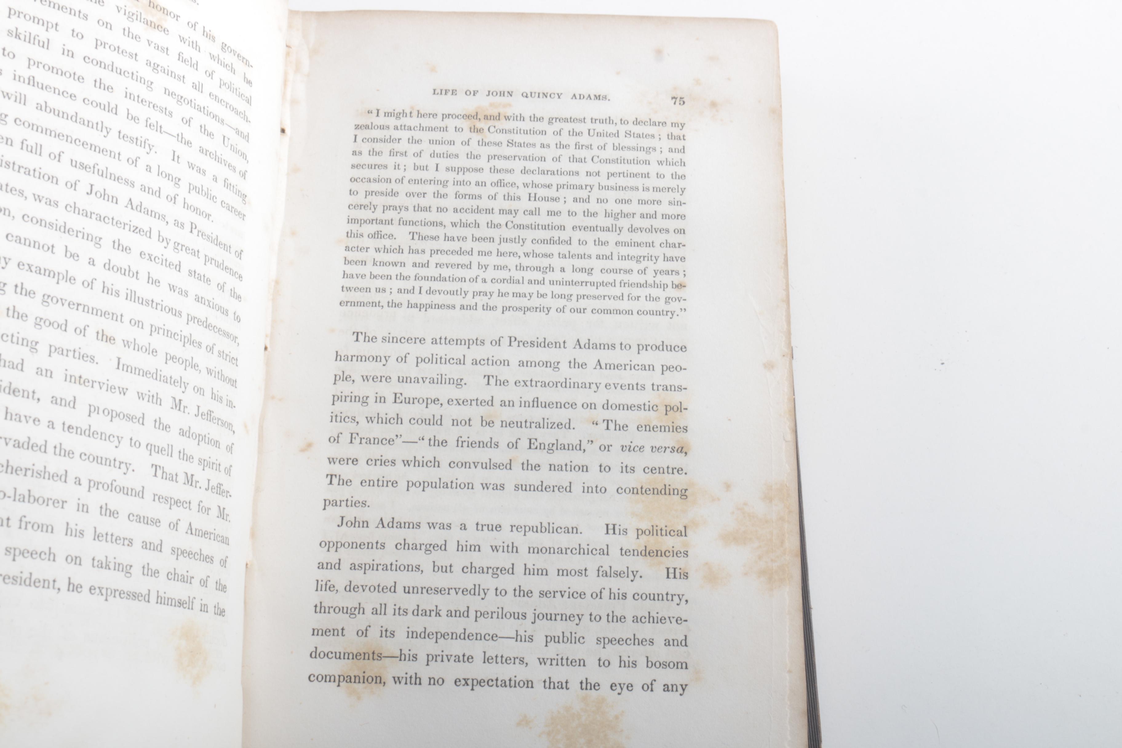Antique Copy of "Life of John Quincy Adams" Book
