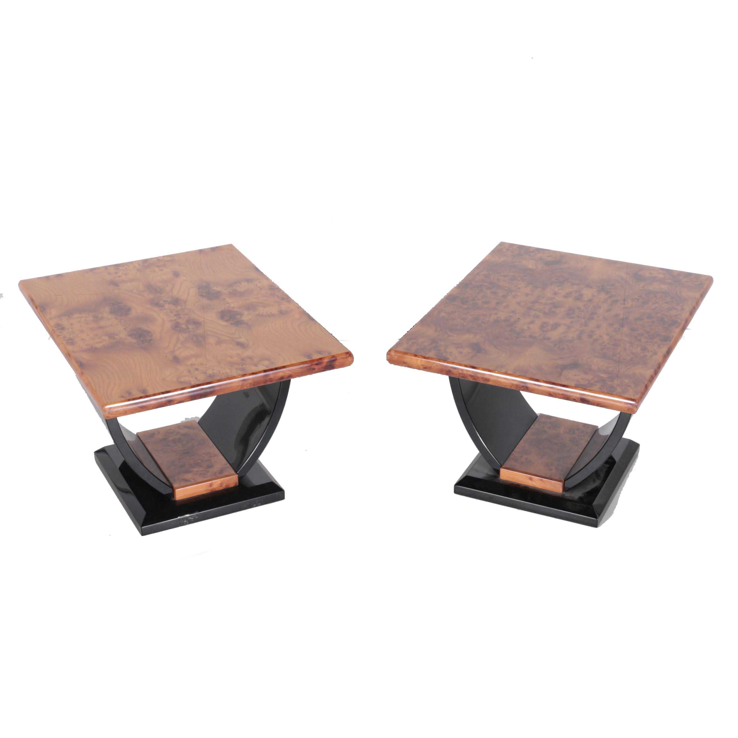 Modernist Style Side Tables With Carpathian Elm Burl Tops