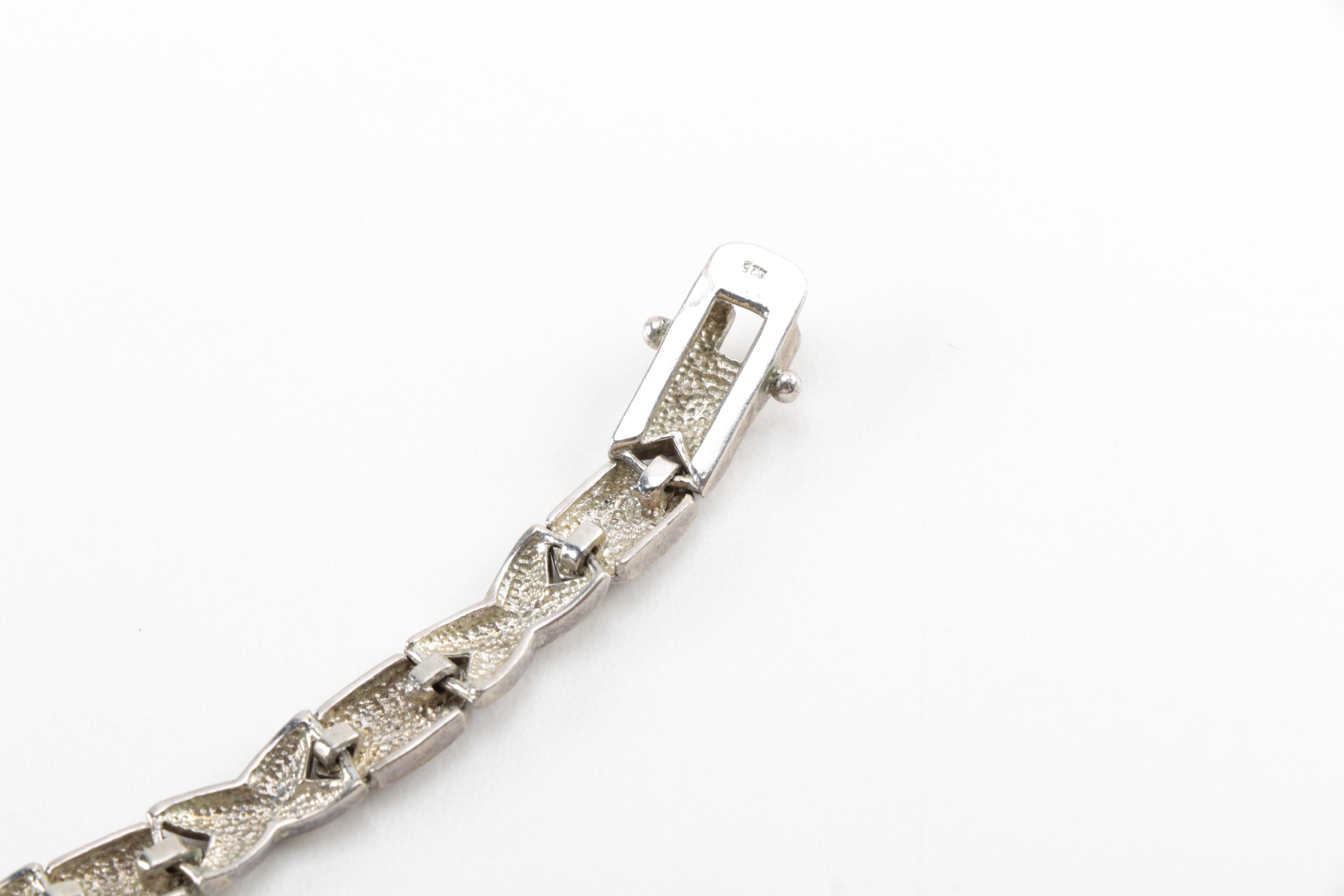 Sterling Silver Bracelets, Necklace and Brooch